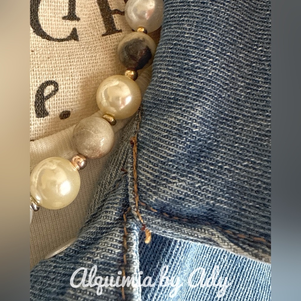 Maximalist statement NEW pearl and amazonite necklace - Picture 2 of 3